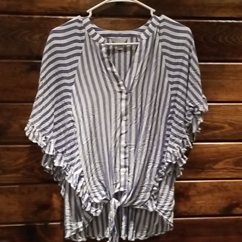 Blue and white striped top
